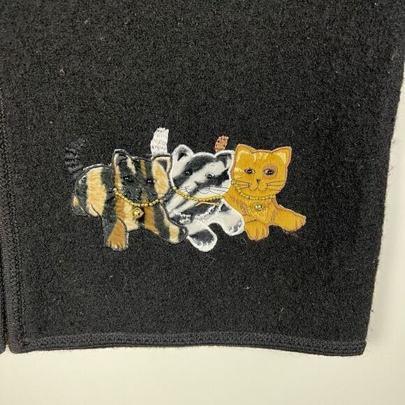 Vintage 90s 100% Boiled Wool Cat & Mouse Vest Black Women’s XL RARE! - Picture 5 of 11